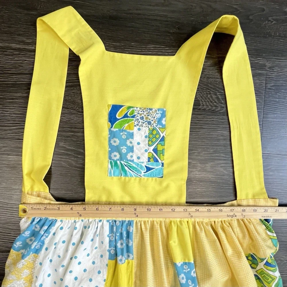 Patchwork Pinafore Apron Wrap Tie Homemade Mini Cottagecore OS Boho Grandma